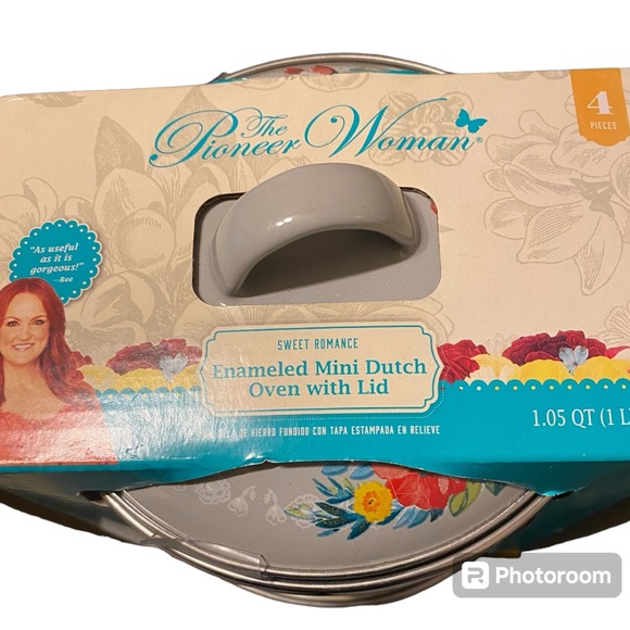 Set of Pioneer Woman Sweet Romance Enameled Mini Dutch Pot Oven with Lid -New - Picture 5 of 6